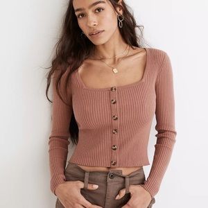 Madewell Rousseau Square Neck Cardigan Top
